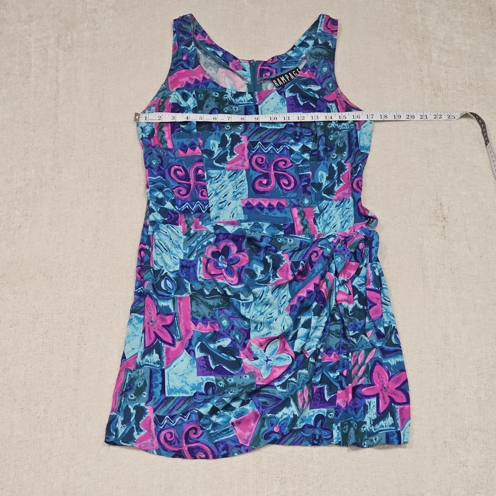 Vintage Rampage Tropical Hawaiian Print Sleeveless Bodycon Faux Wrap Dress Sz M - Picture 5 of 8